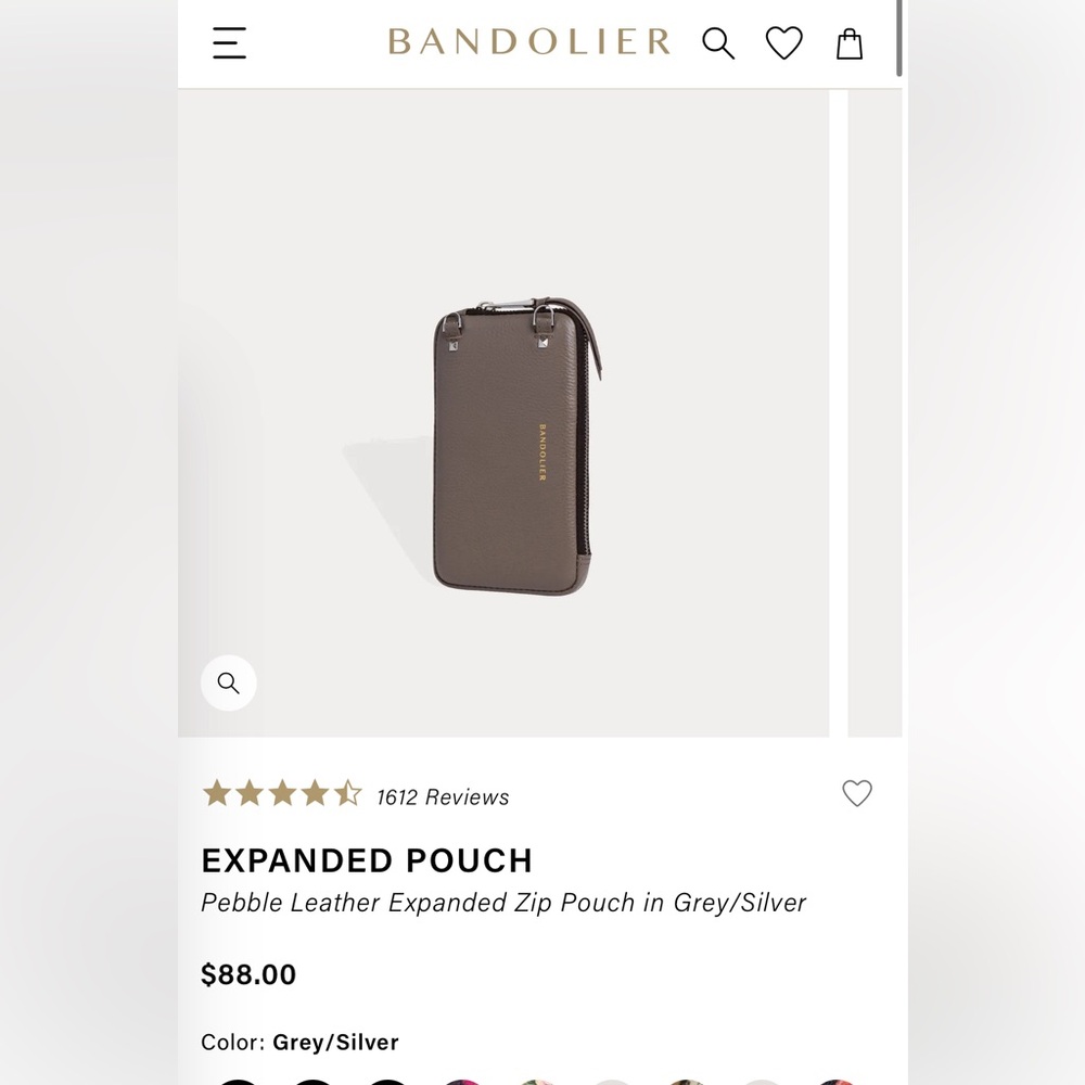 Bandolier expanded pouch in grey/silver